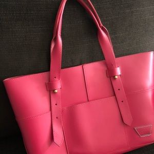 Large pink leather tote (Iiibeca by Joy Grayson)